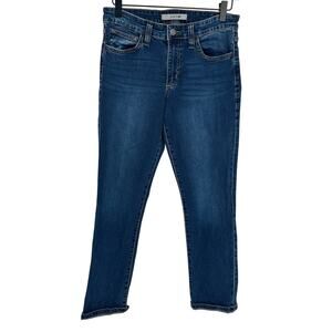 Joe's Jeans Straight Leg Cuffed Jeans 26 Dark Wash Blue Mid Rise Ankle Western